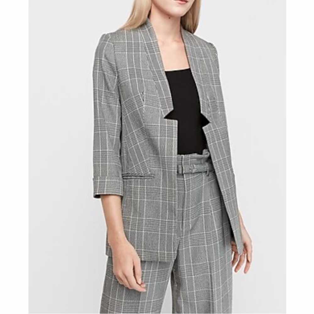 Express Plaid Inverted Notch Blazer